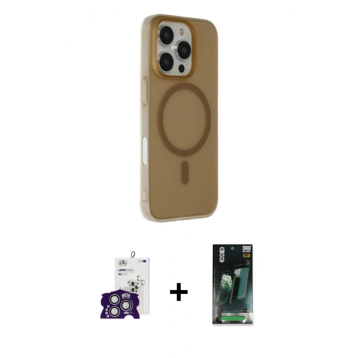 MARSİLYAN™- iPhone 16 Pro Max Kılıf Çekirdek Modern Prime - Siyah 360 Mat Full Body Arka Koruyucu + Bilvis Titan Kamera Lens - GS