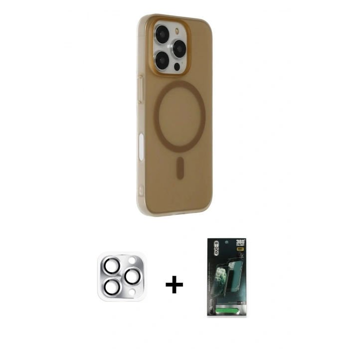 MARSİLYAN™- iPhone 16 Pro Max Kılıf Çekirdek Modern Prime - Siyah 360 Mat Full Body Arka Koruyucu + Pers Alüminyum Kamera Lens - GS