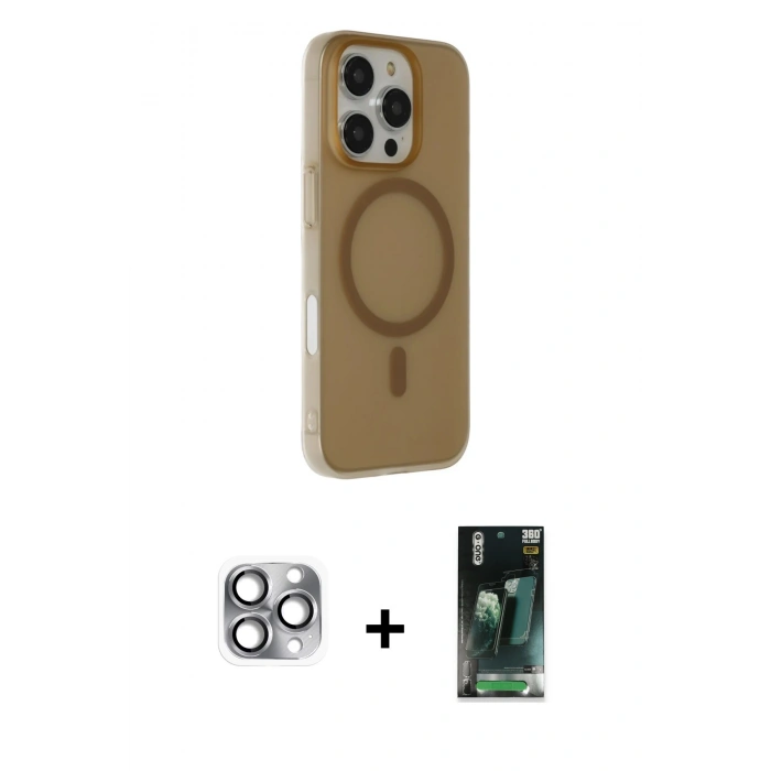 MARSİLYAN™- iPhone 16 Pro Max Kılıf Çekirdek Modern Prime - Siyah 360 Mat Full Body Arka Koruyucu + Pers Alüminyum Kamera Lens - GI