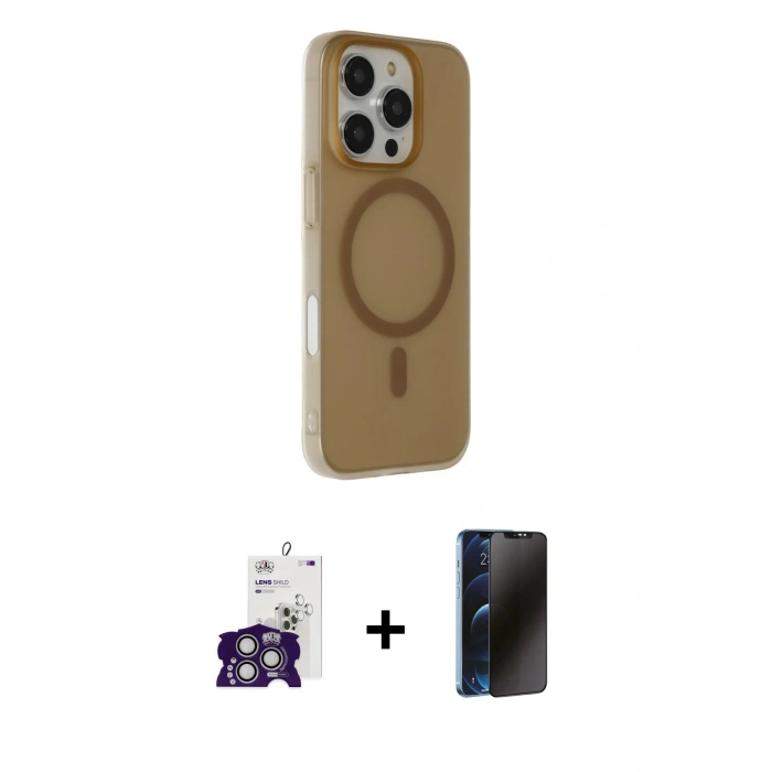 MARSİLYAN™- iPhone 16 Pro Max Kılıf Çekirdek Modern Prime - Siyah 3D Antistatik Hayalet Cam Ekran Koruyucu + Bilvis Titan Kamera Lens - GS