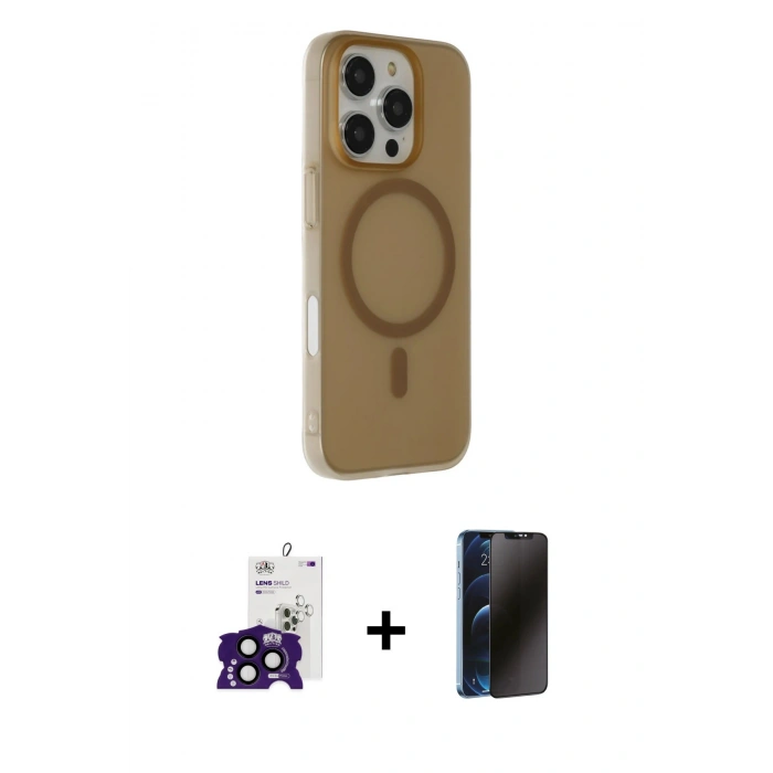 MARSİLYAN™- iPhone 16 Pro Max Kılıf Çekirdek Modern Prime - Siyah 3D Antistatik Hayalet Cam Ekran Koruyucu + Bilvis Titan Kamera Lens - SH