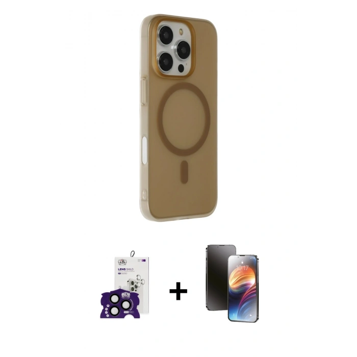 MARSİLYAN™- iPhone 16 Pro Max Kılıf Çekirdek Modern Prime - Siyah 3D Antistatik Mat Seramik Nano Ekran Koruyucu + Bilvis Titan Kamera Lens - SH