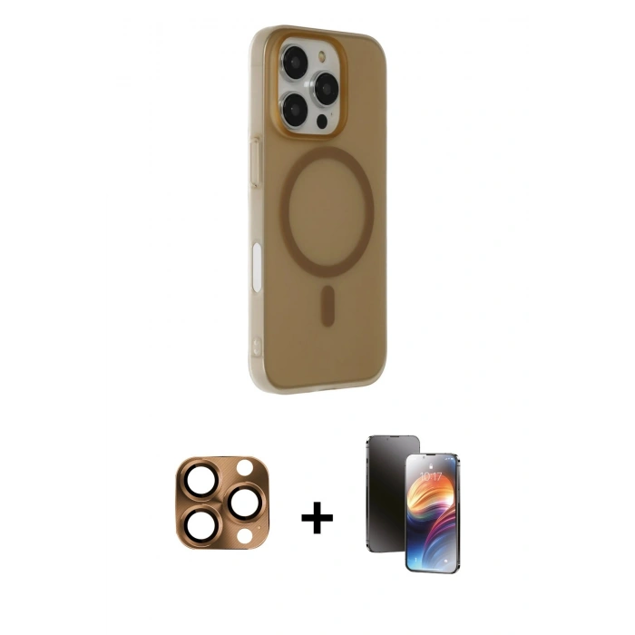 MARSİLYAN™- iPhone 16 Pro Max Kılıf Çekirdek Modern Prime - Siyah 3D Antistatik Mat Seramik Nano Ekran Koruyucu + Pers Alüminyum Kamera Lens - CLTM