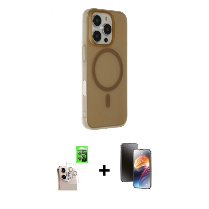 MARSİLYAN™- iPhone 16 Pro Max Kılıf Çekirdek Modern Prime - Siyah 3D Antistatik Mat Seramik Nano Ekran Koruyucu + Raze Metal Kamera Lens - NLGY