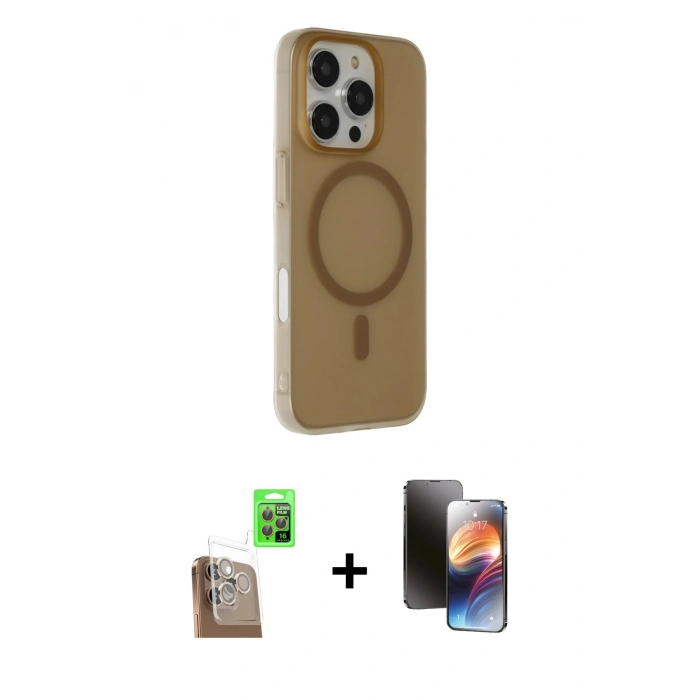 MARSİLYAN™- iPhone 16 Pro Max Kılıf Çekirdek Modern Prime - Siyah 3D Antistatik Mat Seramik Nano Ekran Koruyucu + Raze Metal Kamera Lens - CLTM