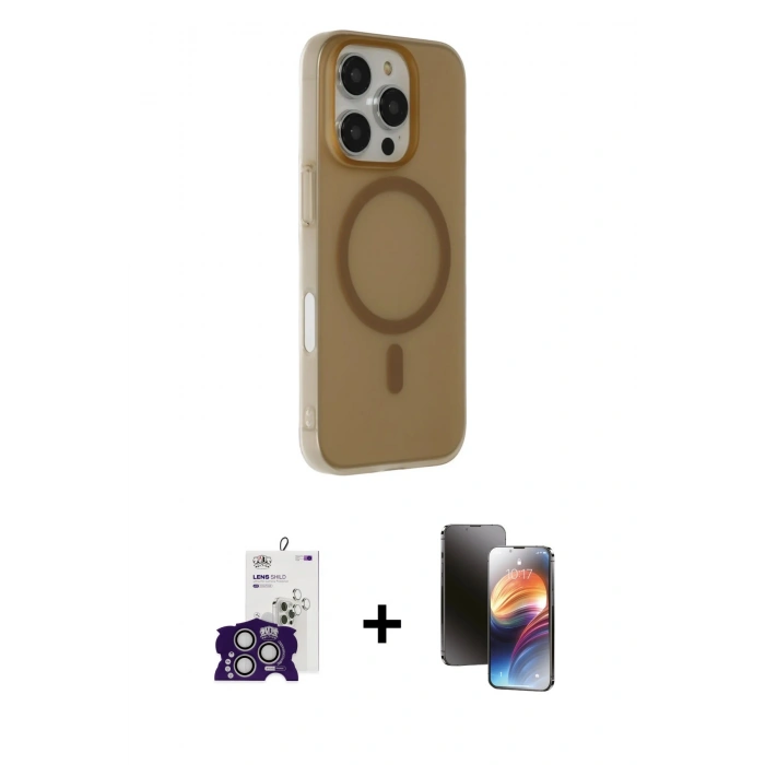 MARSİLYAN™- iPhone 16 Pro Max Kılıf Çekirdek Modern Prime - Siyah 3D Antistatik Mat Seramik Nano Ekran Koruyucu + Bilvis Titan Kamera Lens - GS