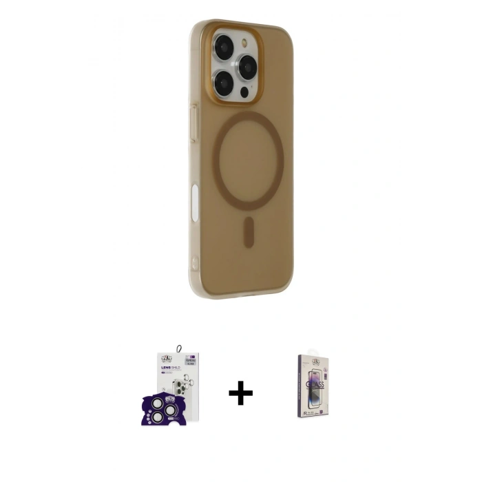 MARSİLYAN™- iPhone 16 Pro Max Kılıf Çekirdek Modern Prime - Siyah Bilvis 3D Cam Ekran Koruyucu + Bilvis Titan Kamera Lens - TMGI