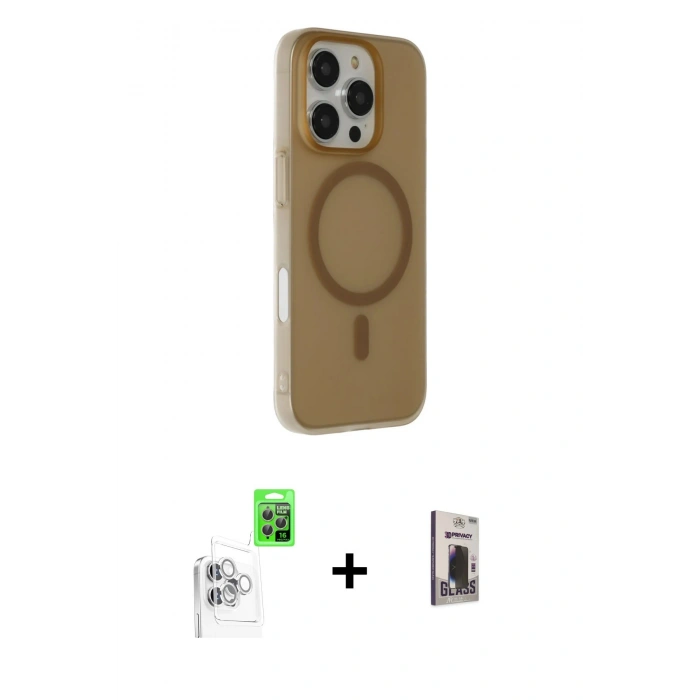 MARSİLYAN™- iPhone 16 Pro Max Kılıf Çekirdek Modern Prime - Siyah Bilvis Hayalet Cam Ekran Koruyucu + Raze Metal Kamera Lens - BZ