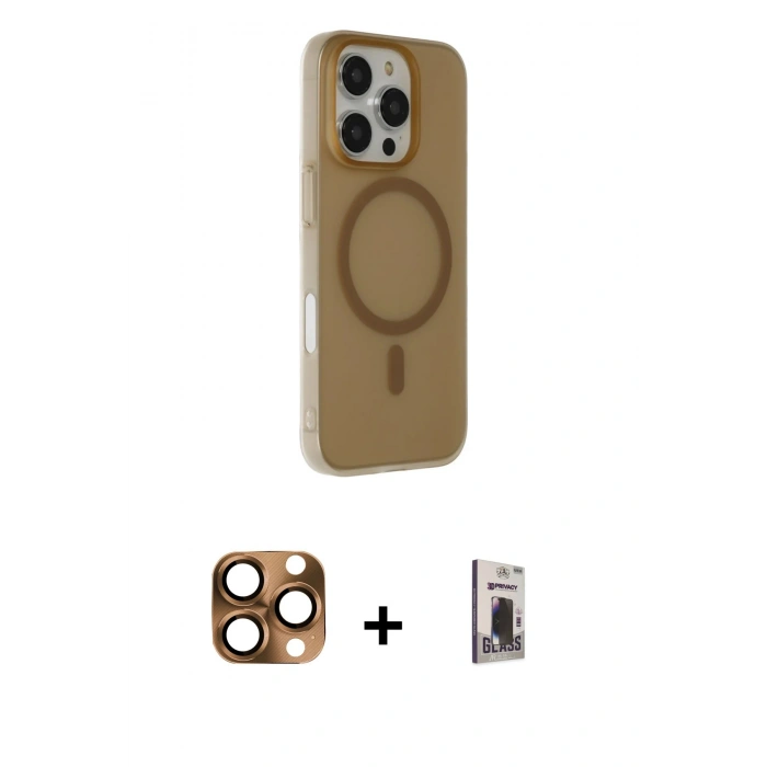 MARSİLYAN™- iPhone 16 Pro Max Kılıf Çekirdek Modern Prime - Siyah Bilvis Hayalet Cam Ekran Koruyucu + Pers Alüminyum Kamera Lens - CLTM