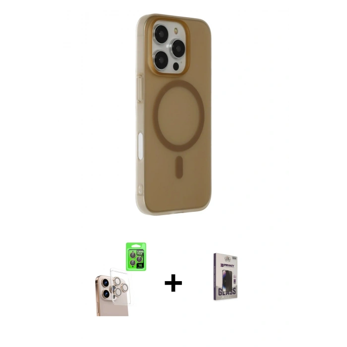 MARSİLYAN™- iPhone 16 Pro Max Kılıf Çekirdek Modern Prime - Siyah Bilvis Hayalet Cam Ekran Koruyucu + Raze Metal Kamera Lens - NLGY