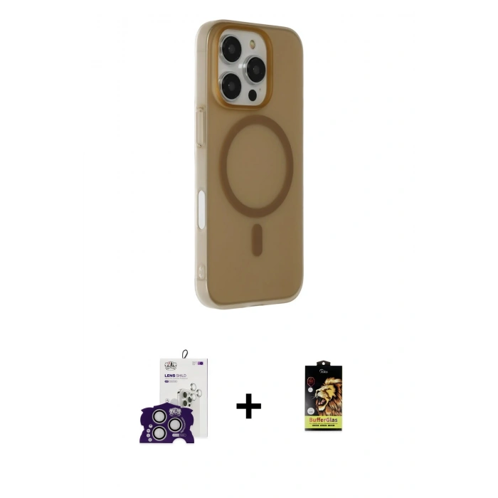 MARSİLYAN™- iPhone 16 Pro Max Kılıf Çekirdek Modern Prime - Siyah Buffer Cam Ekran Koruyucu + Bilvis Titan Kamera Lens - GS