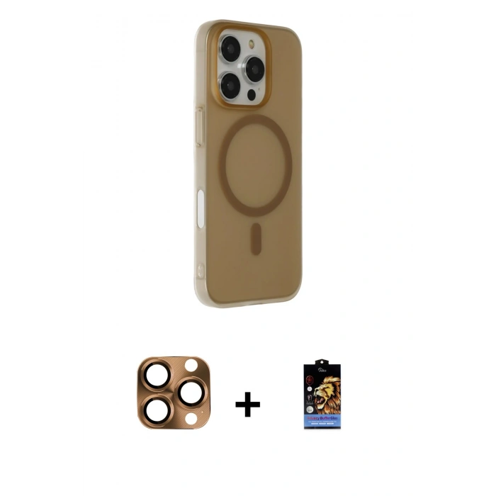 MARSİLYAN™- iPhone 16 Pro Max Kılıf Çekirdek Modern Prime - Siyah Buffer Hayalet Cam Ekran Koruyucu + Pers Alüminyum Kamera Lens - CLTM