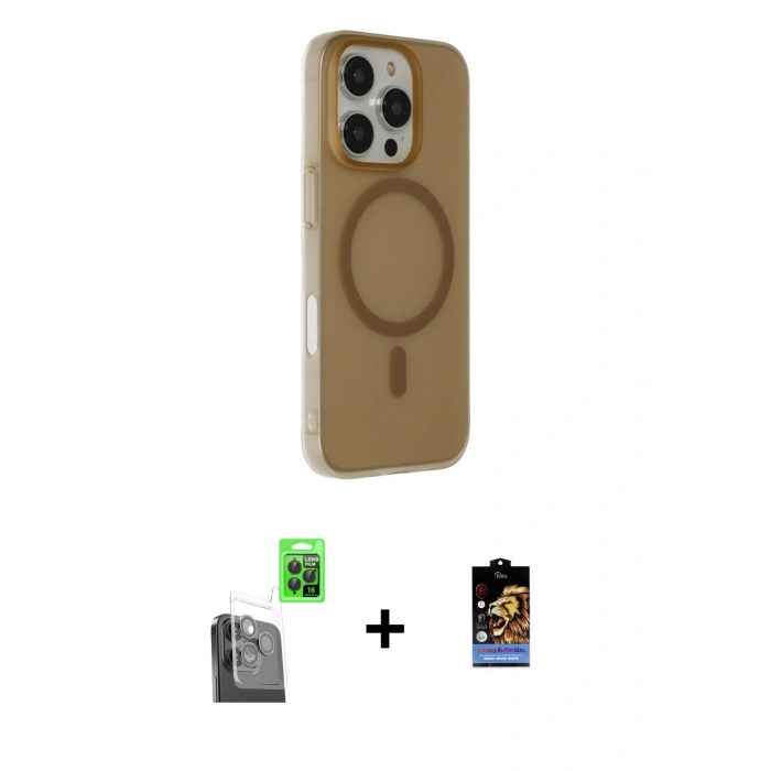MARSİLYAN™- iPhone 16 Pro Max Kılıf Çekirdek Modern Prime - Siyah Buffer Hayalet Cam Ekran Koruyucu + Raze Metal Kamera Lens - SH