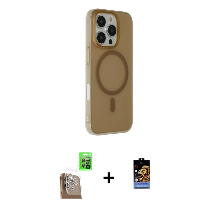MARSİLYAN™- iPhone 16 Pro Max Kılıf Çekirdek Modern Prime - Siyah Buffer Hayalet Cam Ekran Koruyucu + Raze Metal Kamera Lens - CLTM