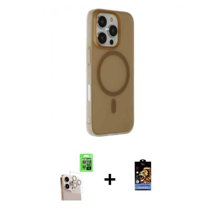 MARSİLYAN™- iPhone 16 Pro Max Kılıf Çekirdek Modern Prime - Siyah Buffer Hayalet Cam Ekran Koruyucu + Raze Metal Kamera Lens - NLGY
