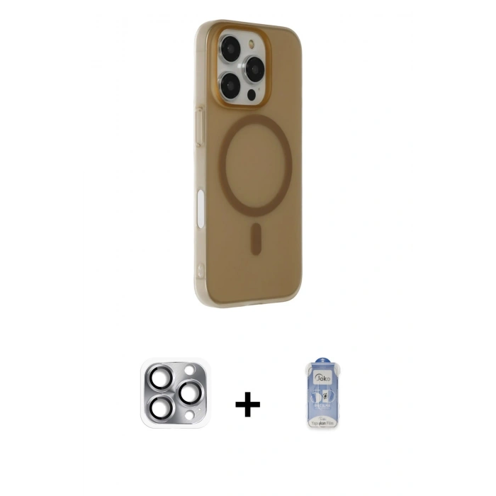 MARSİLYAN™- iPhone 16 Pro Max Kılıf Çekirdek Modern Prime - Siyah Joko Magic 5D Cam + Pers Alüminyum Kamera Lens - GI