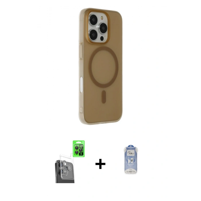 MARSİLYAN™- iPhone 16 Pro Max Kılıf Çekirdek Modern Prime - Siyah Joko Magic 5D Cam + Raze Metal Kamera Lens - SH