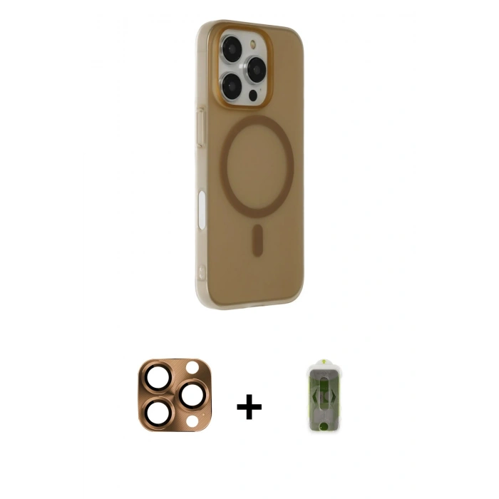MARSİLYAN™- iPhone 16 Pro Max Kılıf Çekirdek Modern Prime - Siyah Joko Magic 5D Hayalet Cam + Çöl Titanyum Pers Alüminyum Kamera Lens