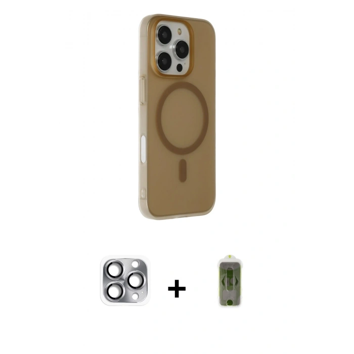 MARSİLYAN™- iPhone 16 Pro Max Kılıf Çekirdek Modern Prime - Siyah Joko Magic 5D Hayalet Cam + Pers Alüminyum Kamera Lens - GI