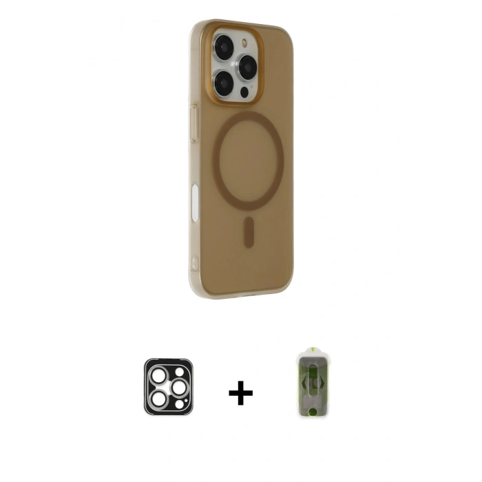 MARSİLYAN™- iPhone 16 Pro Max Kılıf Çekirdek Modern Prime - Siyah Joko Magic 5D Hayalet Cam + PVD Metal Kamera Lens - GS