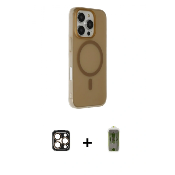 MARSİLYAN™- iPhone 16 Pro Max Kılıf Çekirdek Modern Prime - Siyah Joko Magic 5D Hayalet Cam + PVD Metal Kamera Lens - GD