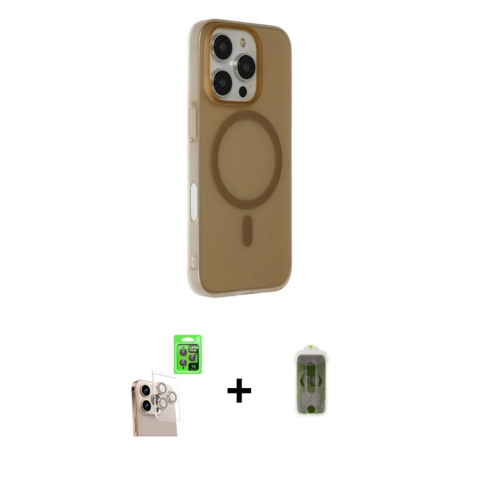 MARSİLYAN™- iPhone 16 Pro Max Kılıf Çekirdek Modern Prime - Siyah Joko Magic 5D Hayalet Cam + Raze Metal Kamera Lens - NLGY