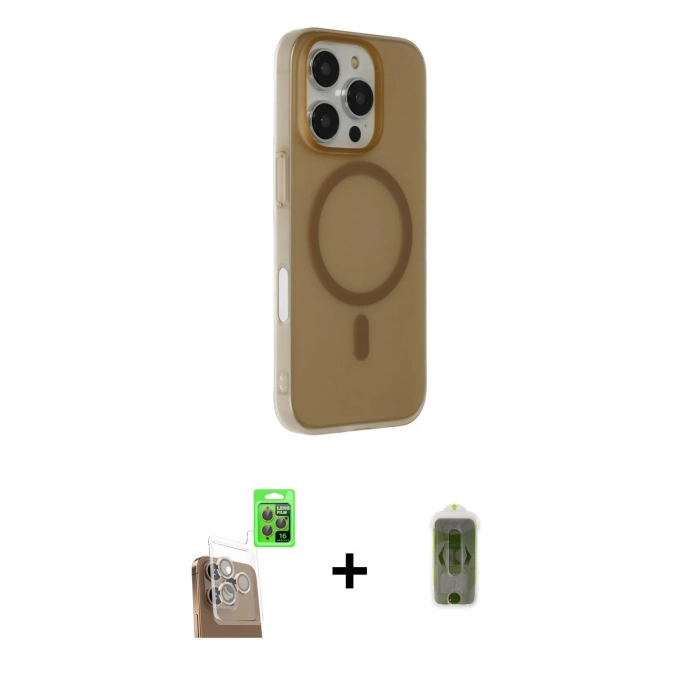 MARSİLYAN™- iPhone 16 Pro Max Kılıf Çekirdek Modern Prime - Siyah Joko Magic 5D Hayalet Cam + Raze Metal Kamera Lens - CLTM