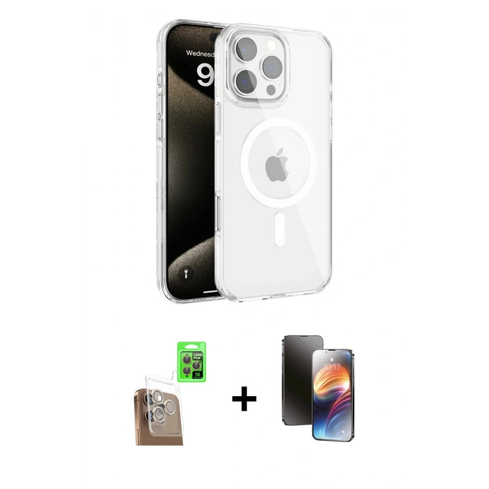 MARSİLYAN™- iPhone 16 Pro Max Kılıf Doruk Doku Özel Seri - Siyah 3D Antistatik Mat Seramik Nano Ekran Koruyucu + Çöl Titanyum Raze Metal Kamera Lens