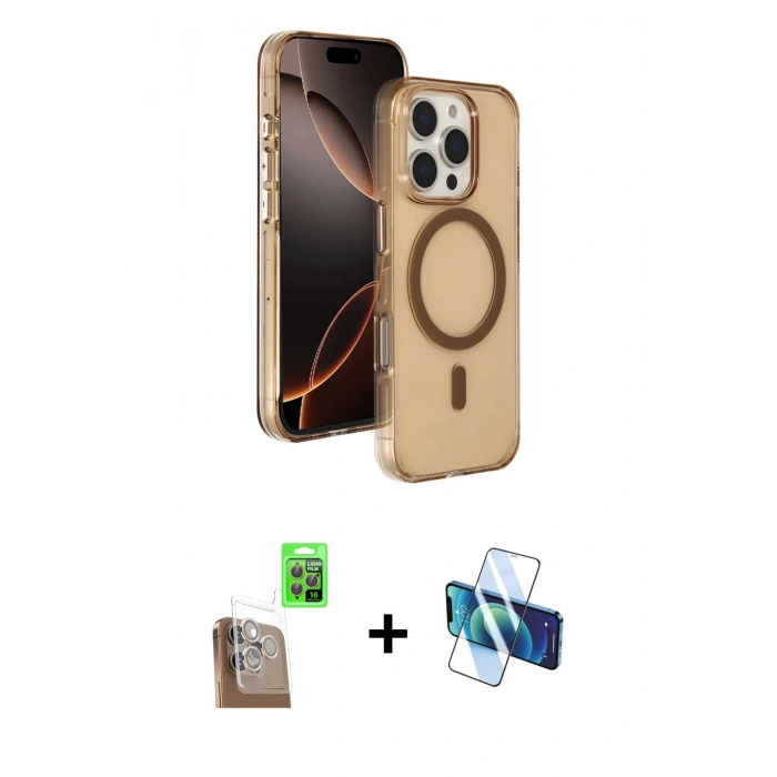MARSİLYAN™- iPhone 16 Pro Max Kılıf Doruk Doku Özel Seri - Siyah 3D Antistatik Seramik Nano Ekran Koruyucu + Raze Metal Kamera Lens - CLTM