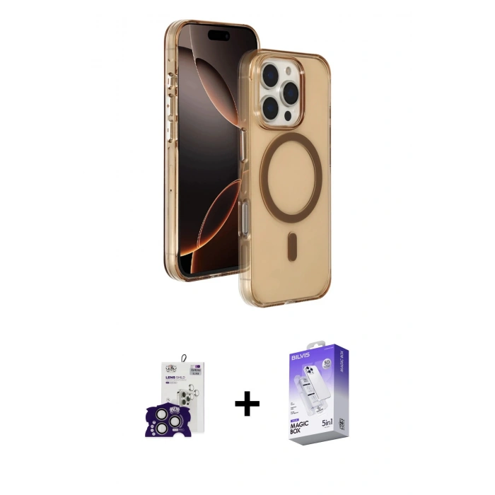 MARSİLYAN™- iPhone 16 Pro Max Kılıf Doruk Doku Özel Seri - Siyah Bilvis 5in1 3D Magic Cam Ekran Koruyucu + Bilvis Titan Kamera Lens - TMGI