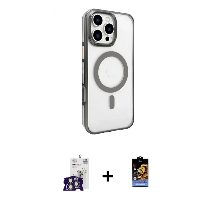 MARSİLYAN™- iPhone 16 Pro Max Kılıf Doruk Doku Özel Seri - Siyah Buffer Hayalet Cam Ekran Koruyucu + Bilvis Titan Kamera Lens - TMGI
