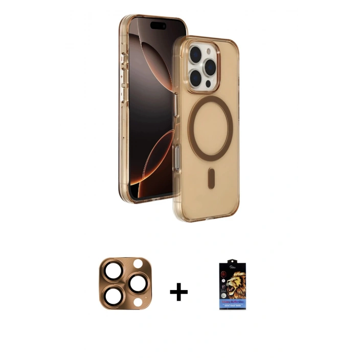 MARSİLYAN™- iPhone 16 Pro Max Kılıf Doruk Doku Özel Seri - Siyah Buffer Hayalet Cam Ekran Koruyucu + Pers Alüminyum Kamera Lens - CLTM