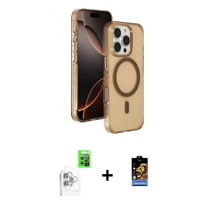 MARSİLYAN™- iPhone 16 Pro Max Kılıf Doruk Doku Özel Seri - Siyah Buffer Hayalet Cam Ekran Koruyucu + Raze Metal Kamera Lens - BZ