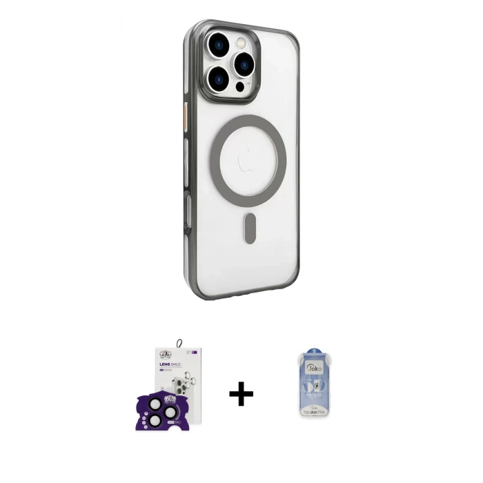 MARSİLYAN™- iPhone 16 Pro Max Kılıf Doruk Doku Özel Seri - Siyah Joko Magic 5D Cam + Bilvis Titan Kamera Lens - SH