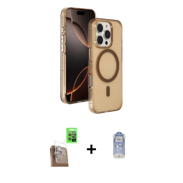 MARSİLYAN™- iPhone 16 Pro Max Kılıf Doruk Doku Özel Seri - Siyah Joko Magic 5D Cam + Raze Metal Kamera Lens - CLTM