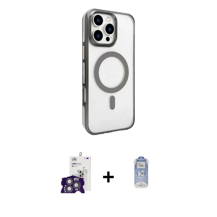 MARSİLYAN™- iPhone 16 Pro Max Kılıf Doruk Doku Özel Seri - Siyah Joko Magic 5D Cam + Bilvis Titan Kamera Lens - GS
