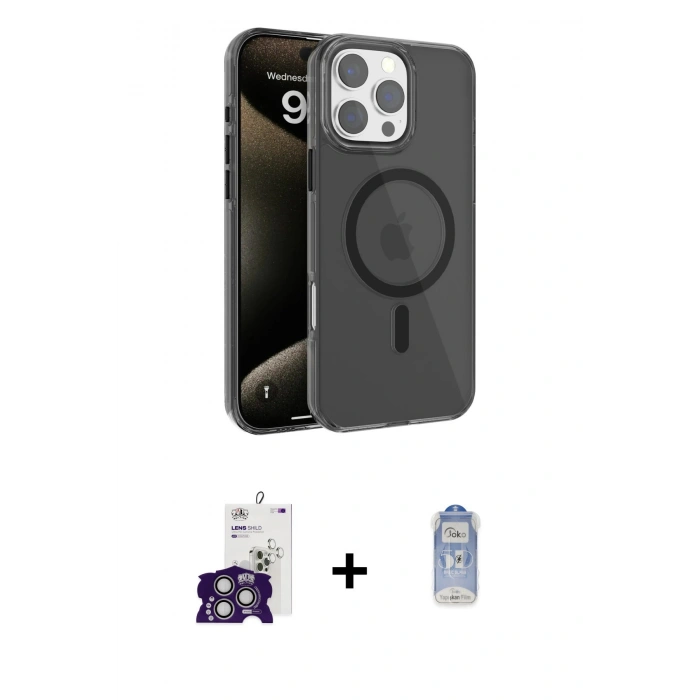 MARSİLYAN™- iPhone 16 Pro Max Kılıf Doruk Doku Özel Seri - Siyah Joko Magic 5D Cam + Bilvis Titan Kamera Lens - GS