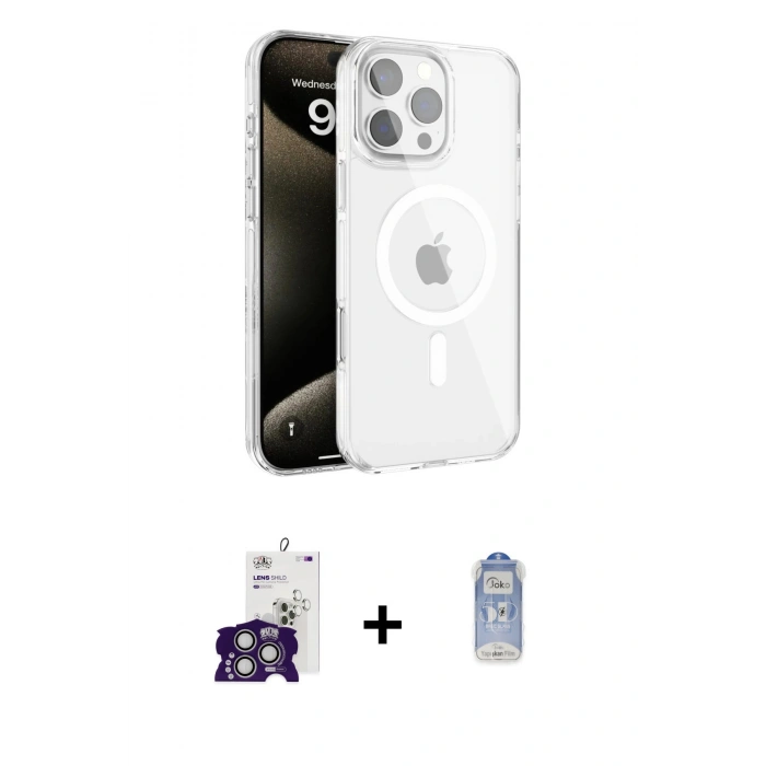 MARSİLYAN™- iPhone 16 Pro Max Kılıf Doruk Doku Özel Seri - Siyah Joko Magic 5D Cam + Bilvis Titan Kamera Lens - GS