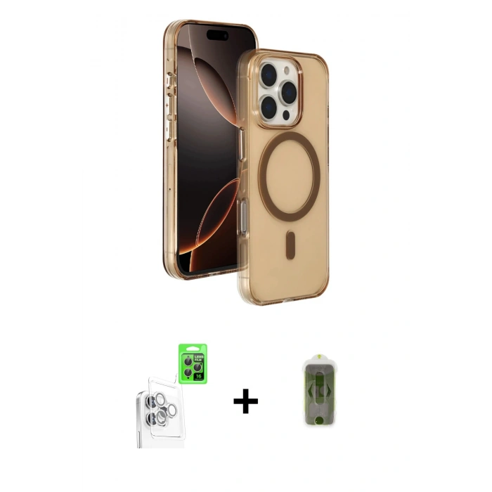 MARSİLYAN™- iPhone 16 Pro Max Kılıf Doruk Doku Özel Seri - Siyah Joko Magic 5D Hayalet Cam + Raze Metal Kamera Lens - BZ