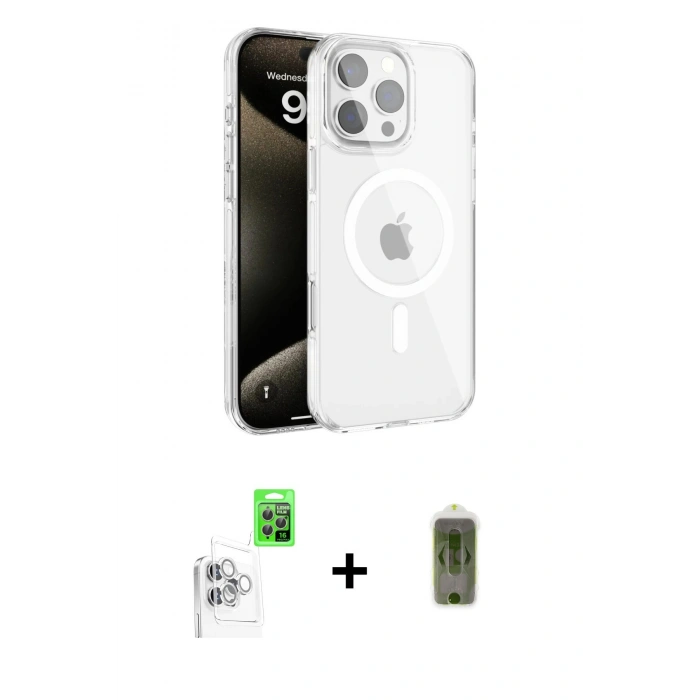 MARSİLYAN™- iPhone 16 Pro Max Kılıf Doruk Doku Özel Seri - Siyah Joko Magic 5D Hayalet Cam + Raze Metal Kamera Lens - BZ