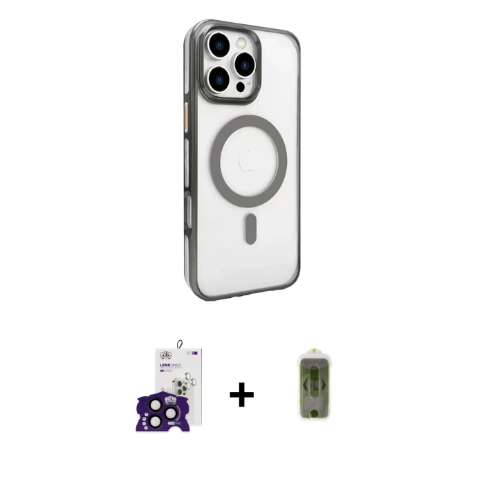 MARSİLYAN™- iPhone 16 Pro Max Kılıf Doruk Doku Özel Seri - Siyah Joko Magic 5D Hayalet Cam + Bilvis Titan Kamera Lens - SH