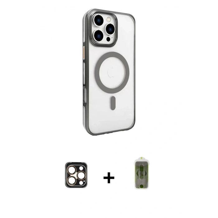 MARSİLYAN™- iPhone 16 Pro Max Kılıf Doruk Doku Özel Seri - Siyah Joko Magic 5D Hayalet Cam + Gold PVD Metal Kamera Lens