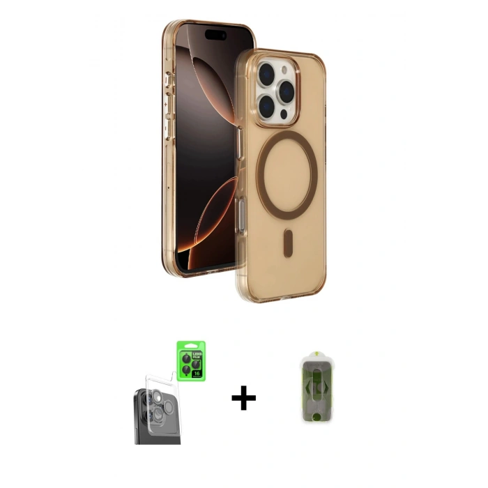 MARSİLYAN™- iPhone 16 Pro Max Kılıf Doruk Doku Özel Seri - Siyah Joko Magic 5D Hayalet Cam + Raze Metal Kamera Lens - SH