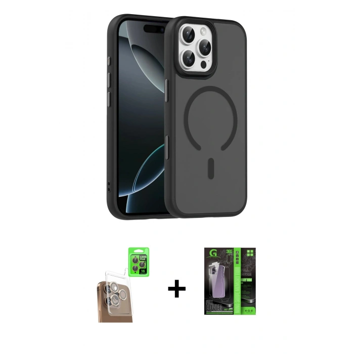 MARSİLYAN™- iPhone 16 Pro Max Kılıf Doruk Form Serisi - Şeffaf 360 Full Body Arka Koruyucu + Raze Metal Kamera Lens - CLTM