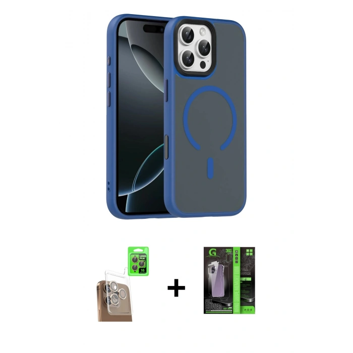 MARSİLYAN™- iPhone 16 Pro Max Kılıf Doruk Form Serisi - Şeffaf 360 Full Body Arka Koruyucu + Raze Metal Kamera Lens - CLTM