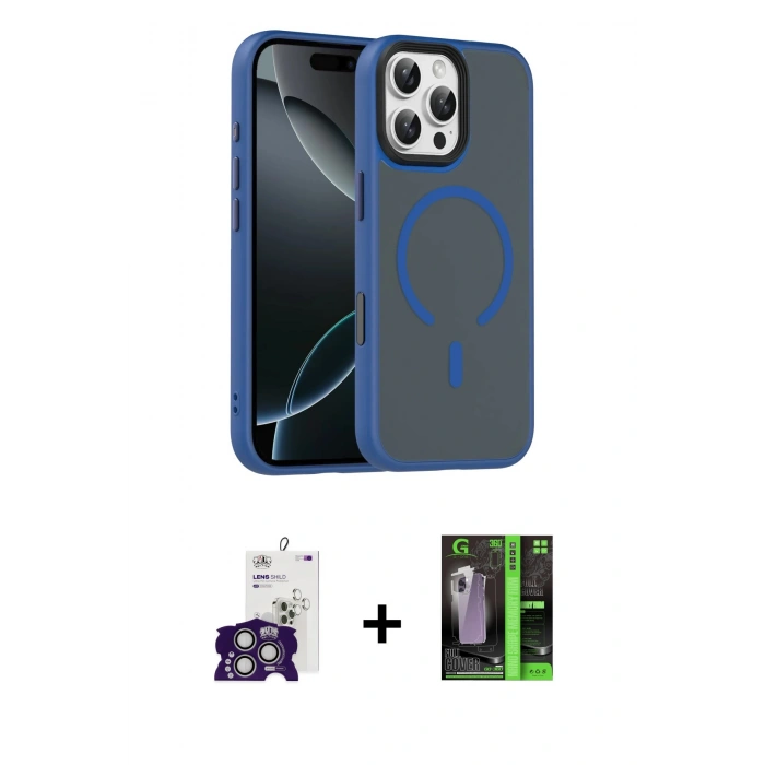 MARSİLYAN™- iPhone 16 Pro Max Kılıf Doruk Form Serisi - Şeffaf 360 Full Body Arka Koruyucu + Bilvis Titan Kamera Lens - GS