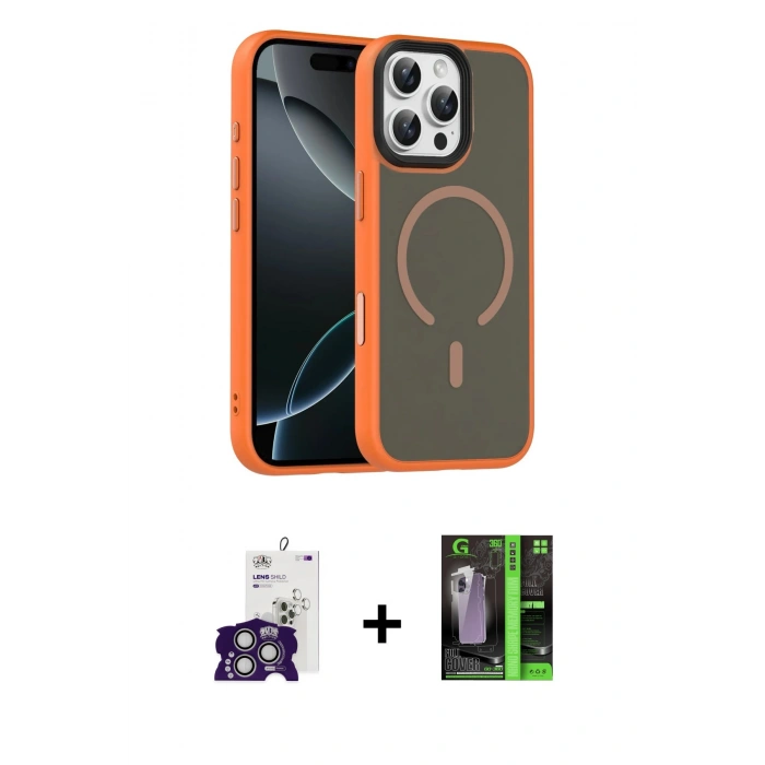 MARSİLYAN™- iPhone 16 Pro Max Kılıf Doruk Form Serisi - Şeffaf 360 Full Body Arka Koruyucu + Bilvis Titan Kamera Lens - GS