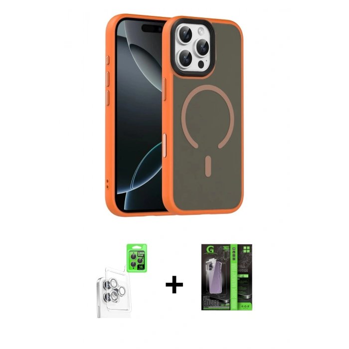 MARSİLYAN™- iPhone 16 Pro Max Kılıf Doruk Form Serisi - Şeffaf 360 Full Body Arka Koruyucu + Raze Metal Kamera Lens - BZ