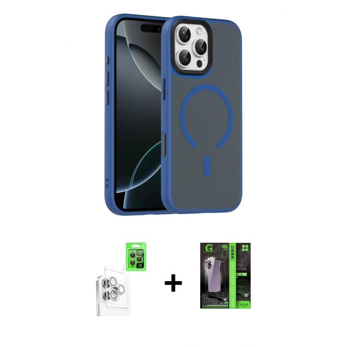 MARSİLYAN™- iPhone 16 Pro Max Kılıf Doruk Form Serisi - Şeffaf 360 Full Body Arka Koruyucu + Raze Metal Kamera Lens - BZ