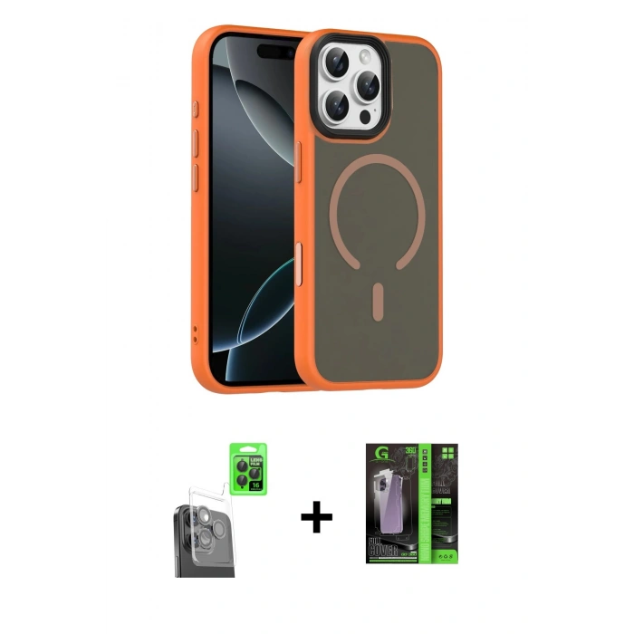MARSİLYAN™- iPhone 16 Pro Max Kılıf Doruk Form Serisi - Şeffaf 360 Full Body Arka Koruyucu + Raze Metal Kamera Lens - SH